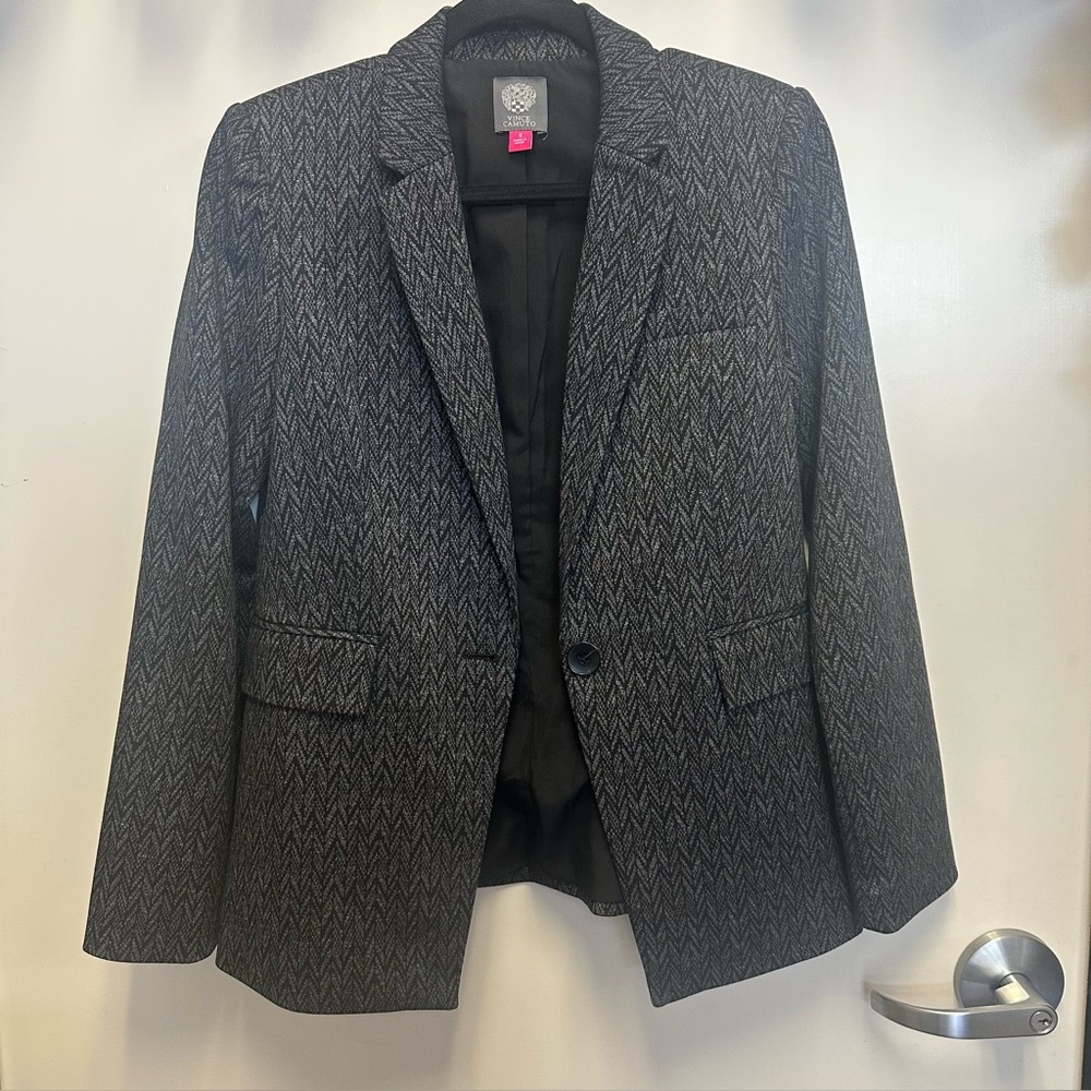 Vince Camuto Dark Gray Patterned Blazer